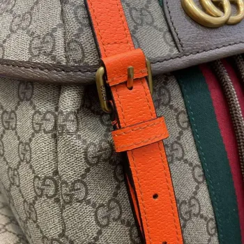 Gucci 598140 Ophidia GG Střední batoh Jasně oranžový