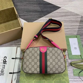 Gucci 752591 Ophidia GG Malá Křížová Taška Fuchsie