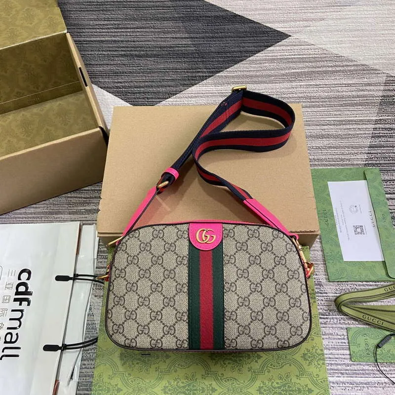 Gucci 752591 Ophidia GG Malá Křížová Taška Fuchsie