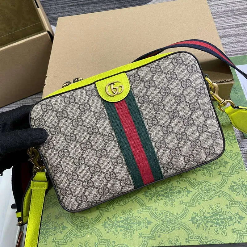 Gucci 699439 Ophidia GG Malá Krosbody Taška Fluorescenční žlutá