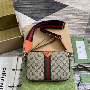 Gucci 699439 Ophidia GG Malá Krosbody Taška Jasně oranžová