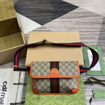 Gucci 752597 Ophidia GG Malá Pásková Taška Oranžová