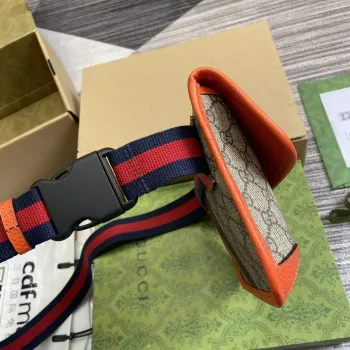 Gucci 752597 Ophidia GG Malá Pásková Taška Oranžová