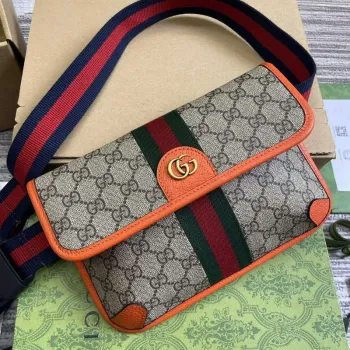 Gucci 752597 Ophidia GG Malá Pásková Taška Oranžová