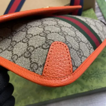 Gucci 752597 Ophidia GG Malá Pásková Taška Oranžová