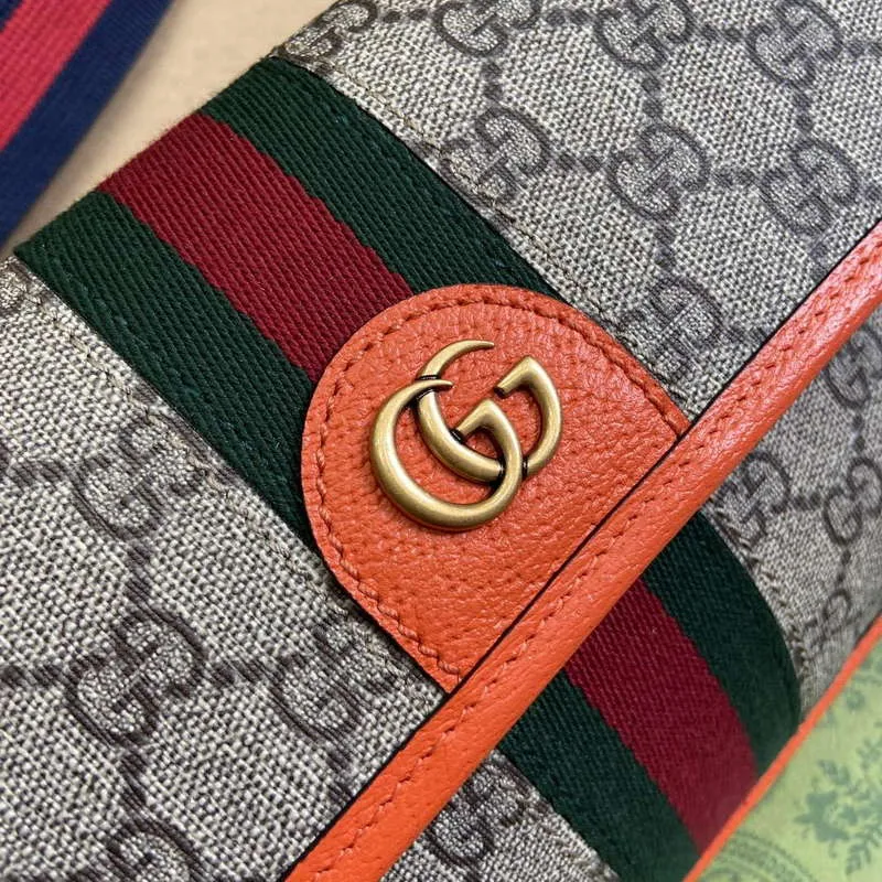 Gucci 752597 Ophidia GG Malá Pásková Taška Oranžová