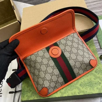 Gucci 752597 Ophidia GG Malá Pásková Taška Oranžová