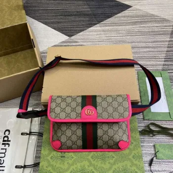 Gucci 752597 Ophidia GG Malá ledvinka Růžová červená