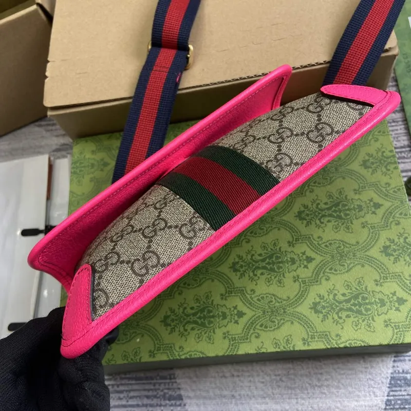 Gucci 752597 Ophidia GG Malá ledvinka Růžová červená