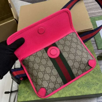 Gucci 752597 Ophidia GG Malá ledvinka Růžová červená