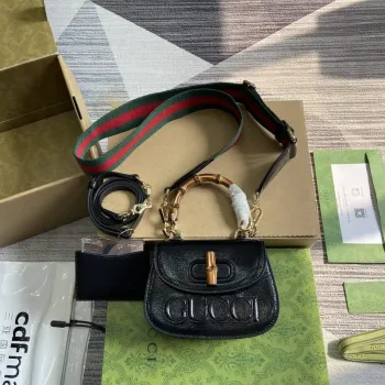 Gucci 786482 Gucci Bamboo 1947 Mini Taška s Horním Uchem Černá