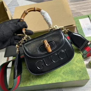 Gucci 786482 Gucci Bamboo 1947 Mini Taška s Horním Uchem Černá