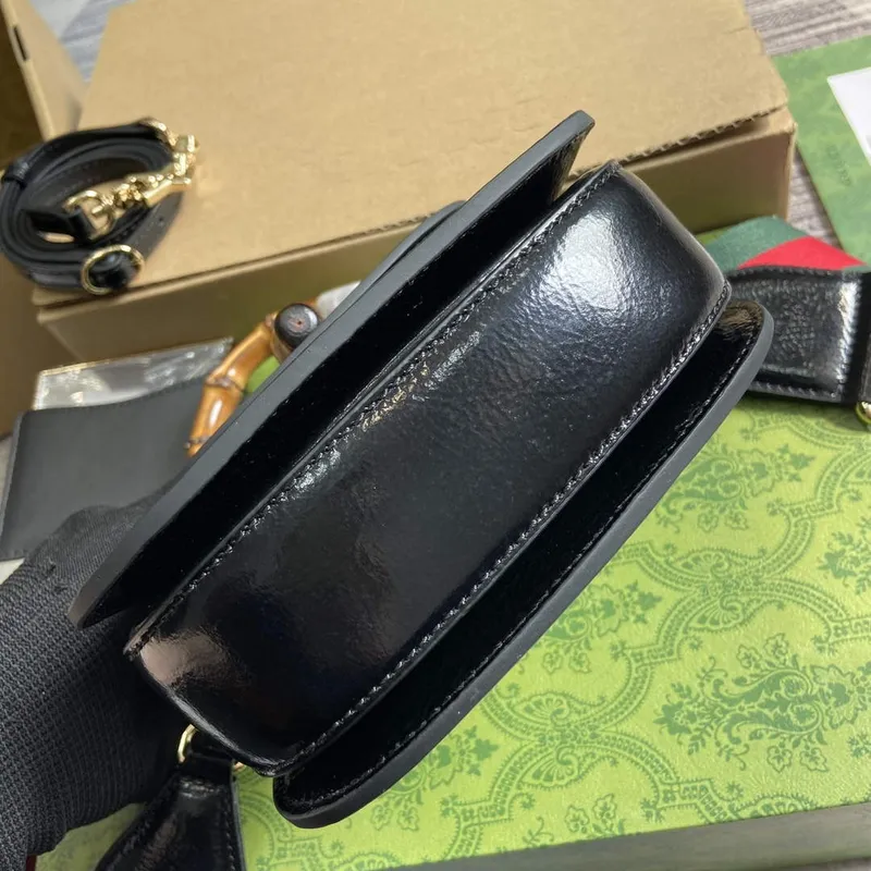 Gucci 786482 Gucci Bamboo 1947 Mini Taška s Horním Uchem Černá