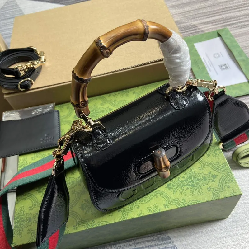 Gucci 786482 Gucci Bamboo 1947 Mini Taška s Horním Uchem Černá