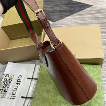 Gucci 782908 Mini Bucket Ramenní Taška Hnědá