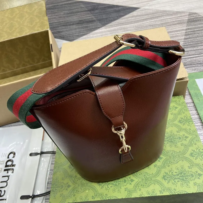 Gucci 782908 Mini Bucket Ramenní Taška Hnědá