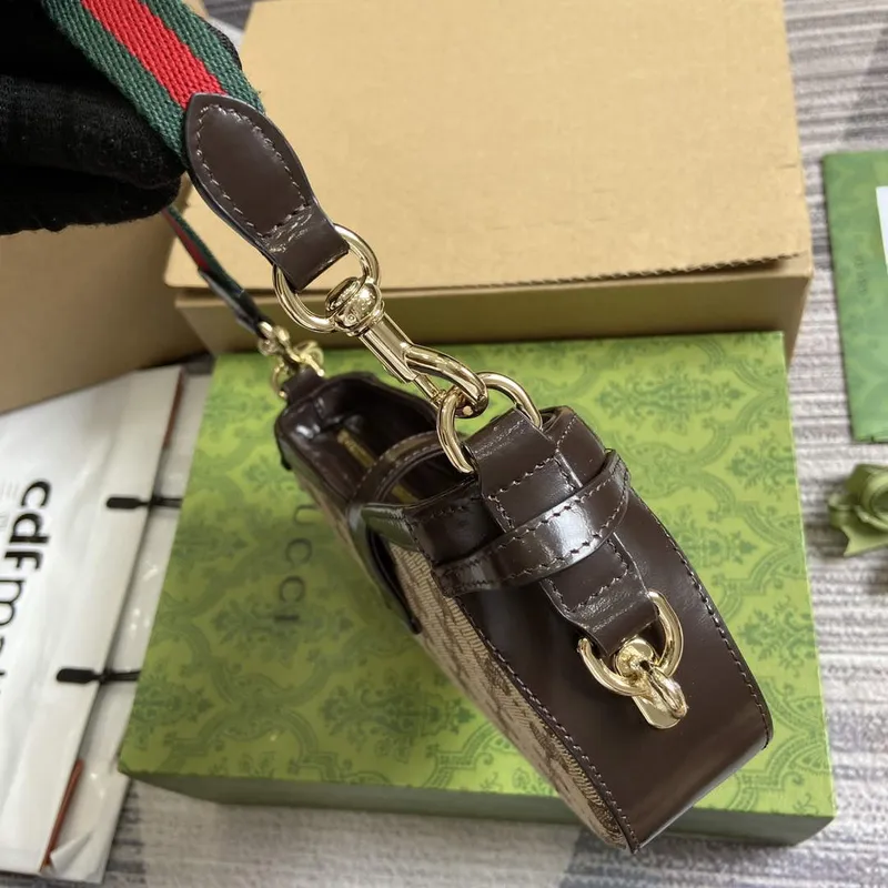 Gucci 786015 Gucci Moon Side Mini Kabelka přes rameno Hnědá