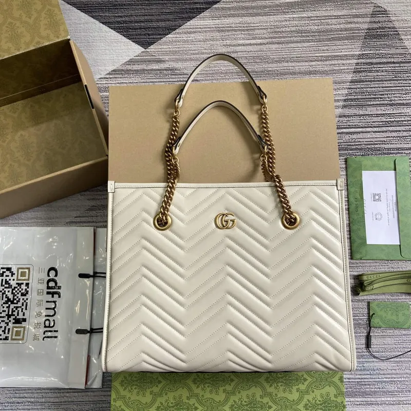 Gucci 779724 GG Marmont Střední Tote Taška Bílá