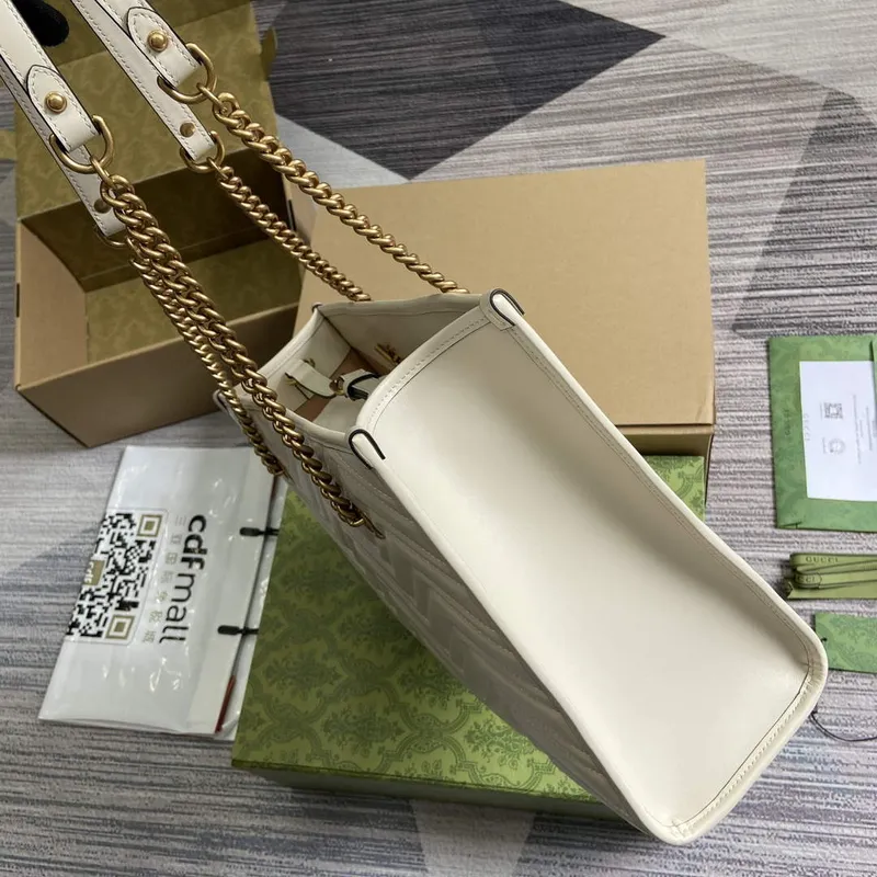 Gucci 779724 GG Marmont Střední Tote Taška Bílá