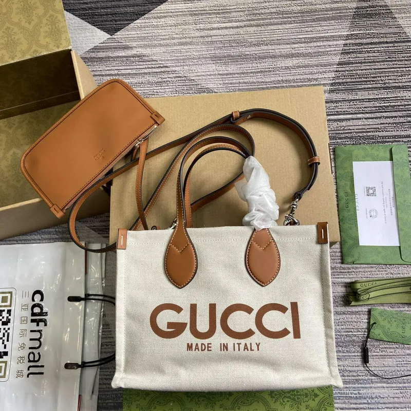 Gucci 772144 Mini Tote Bag s potiskem Gucci světle hnědá