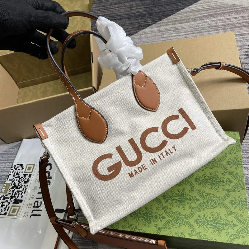 Gucci 772144 Mini Tote Bag s potiskem Gucci světle hnědá