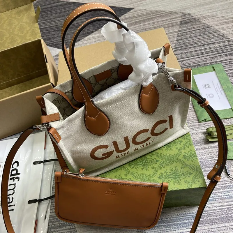Gucci 772144 Mini Tote Bag s potiskem Gucci světle hnědá