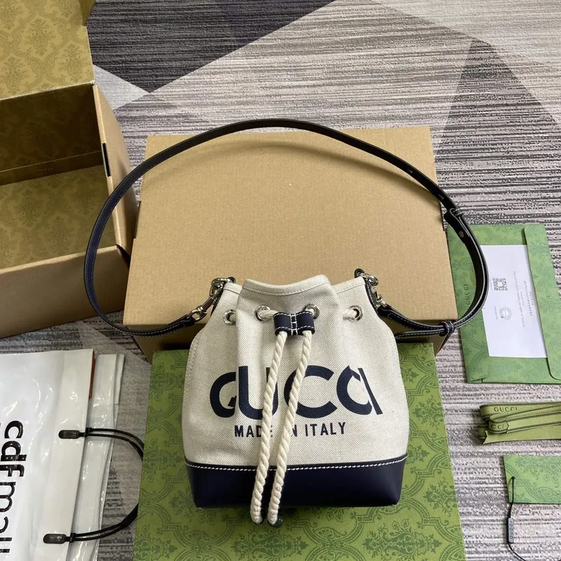 Gucci 777166 Mini Ramenní Taška S Gucci Potiskem Modrá