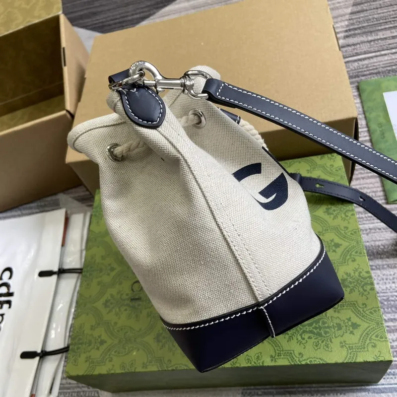 Gucci 777166 Mini Ramenní Taška S Gucci Potiskem Modrá