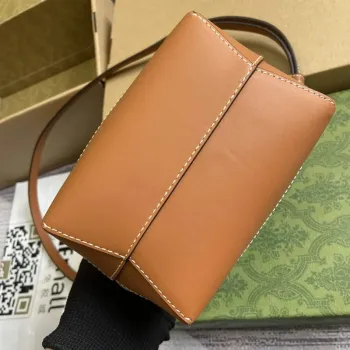 Gucci 777166 Mini Ramenní Taška S Gucci Potiskem Béžová