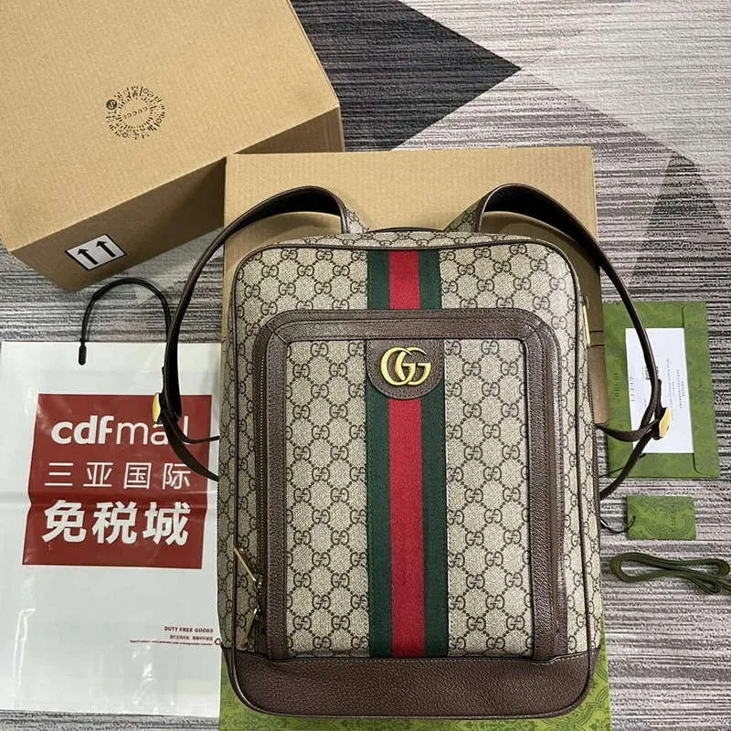 Gucci 745718 Ophidia GG Střední batoh Hnědý