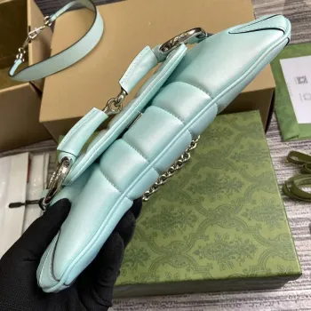 Gucci 764339 Gucci Horsebit Chain Malá Kabelka přes Rameno Symphony modrá