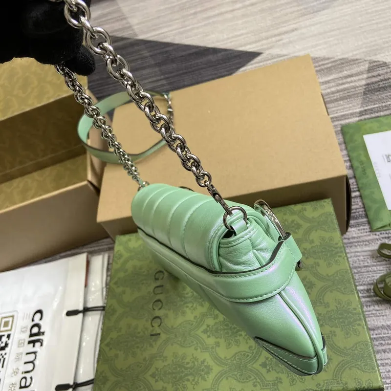 Gucci 764339 Gucci Horsebit Chain Malá Kabelka přes Rameno Symphony zelená