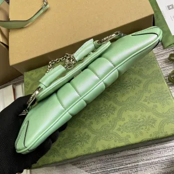 Gucci 764339 Gucci Horsebit Chain Malá Kabelka přes Rameno Symphony zelená