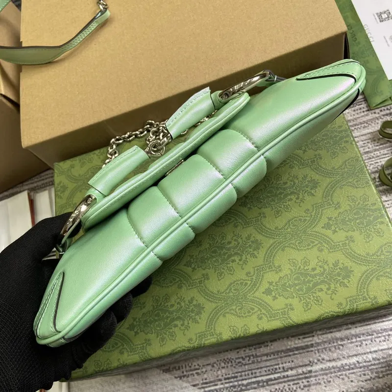 Gucci 764339 Gucci Horsebit Chain Malá Kabelka přes Rameno Symphony zelená