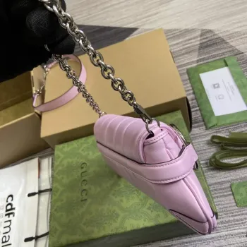 Gucci 764339 Gucci Horsebit Chain Malá Kabelka přes Rameno Symphony pudrová