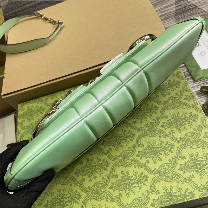 Gucci 764255 Gucci Horsebit Chain Střední Kabelka přes rameno Symphony zelená