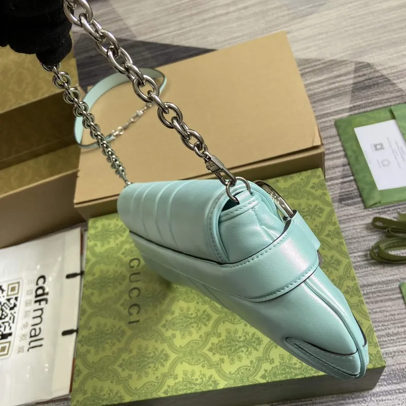 Gucci 764255 Gucci Horsebit Chain Střední Kabelka přes rameno Symphony modrá