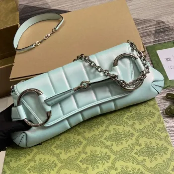 Gucci 764255 Gucci Horsebit Chain Střední Kabelka přes rameno Symphony modrá