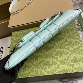 Gucci 764255 Gucci Horsebit Chain Střední Kabelka přes rameno Symphony modrá