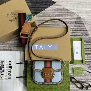 Gucci 658574 Gucci Horsebit 1955 Mini Taška Modrá