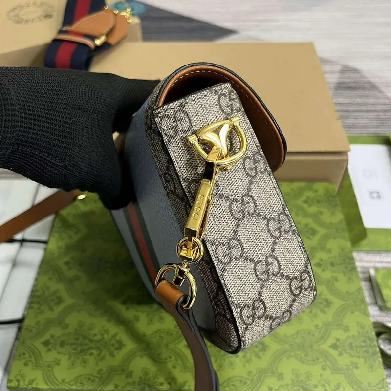Gucci 658574 Gucci Horsebit 1955 Mini Taška Modrá
