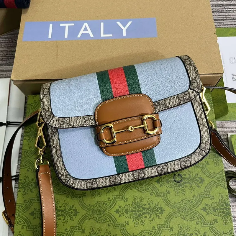 Gucci 658574 Gucci Horsebit 1955 Mini Taška Modrá