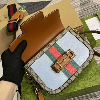 Gucci 658574 Gucci Horsebit 1955 Mini Taška Modrá