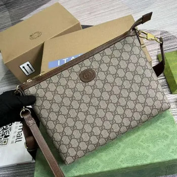 Gucci 726833 Messenger Bag s propleteným G Hnědá