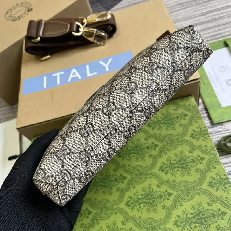 Gucci 760021 Messenger Bag s propleteným G Hnědá