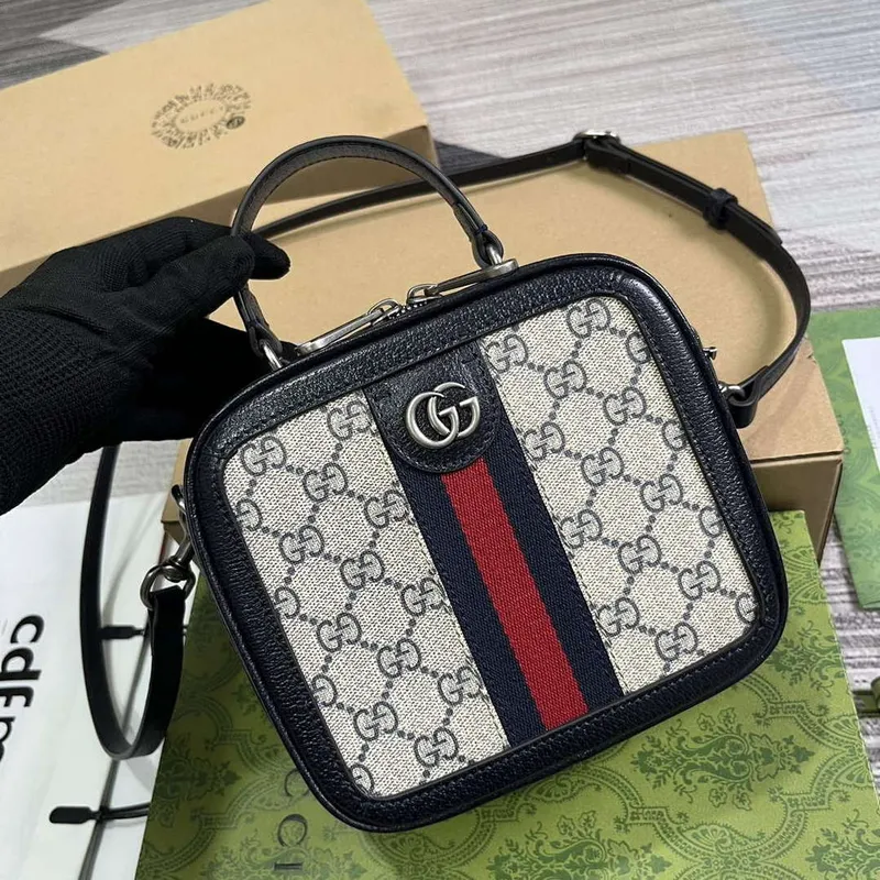 Gucci 772157 Ophidia GG Mini Taška s Horním Uchem Modrá