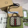 Gucci 772157 Ophidia GG Mini Taška s Horním Držadlem Hnědá