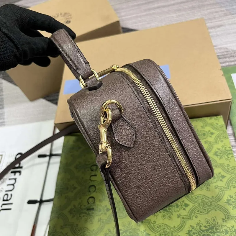 Gucci 772157 Ophidia GG Mini Taška s Horním Držadlem Hnědá