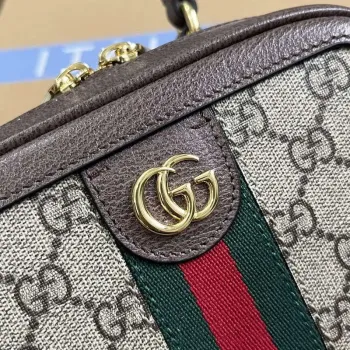 Gucci 772157 Ophidia GG Mini Taška s Horním Držadlem Hnědá