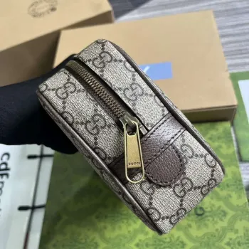 Gucci 760019 Gucci Savoy Toaletní taška s webem Hnědá